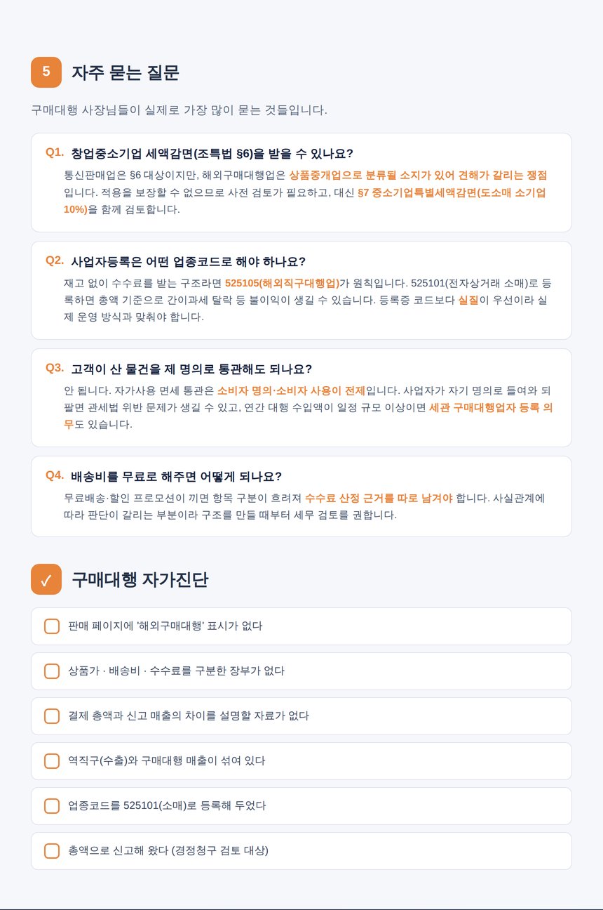 해외구매대행 자주 묻는 질문과 자가진단