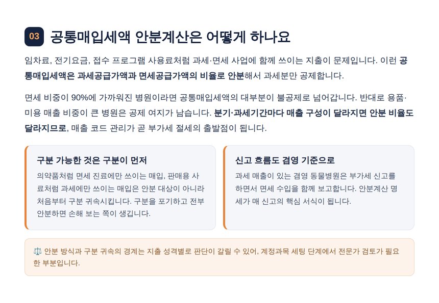 동물병원 진료 항목별 과세 면세 구분표