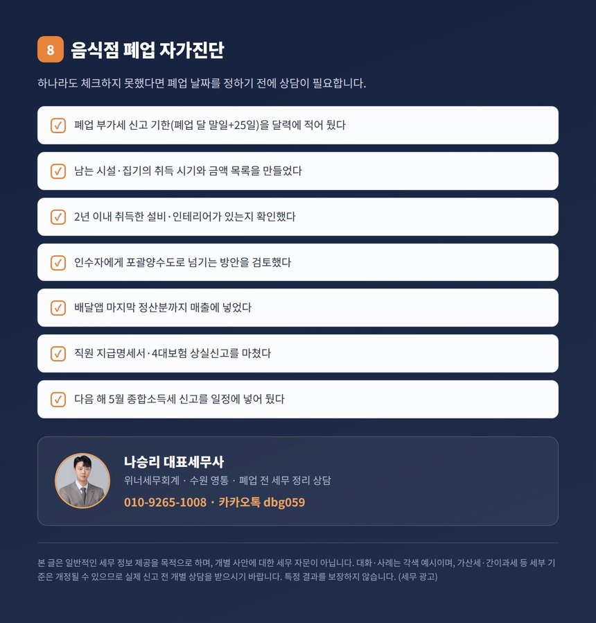 음식점 폐업 자가진단 체크리스트와 세무 상담 안내
