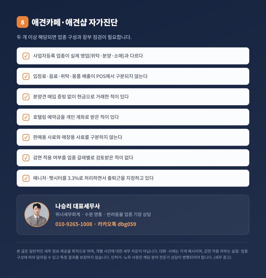 애견카페 애견샵 자가진단 체크리스트와 기장 상담 안내