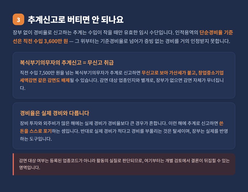 추계신고 함정 복식부기의무자 감면 배제
