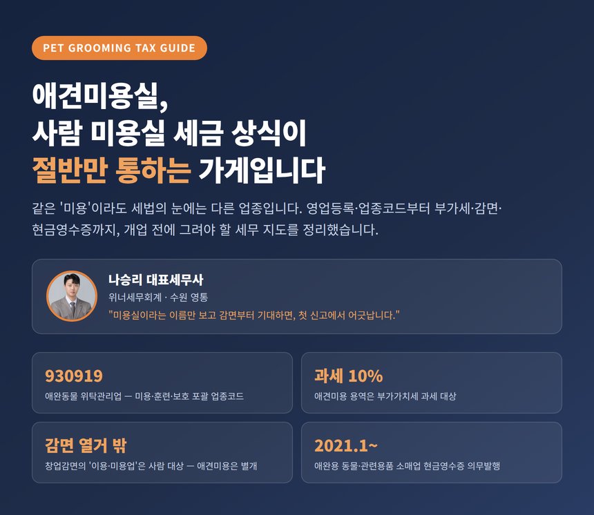 애견미용실 세무사, 사람 미용실의 세금 상식이 여기서는 절반만 통합니다