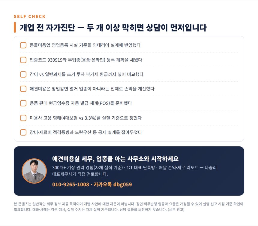 애견미용실 세무사 자가진단 체크리스트
