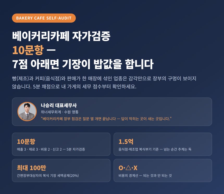 베이커리카페 세무사가 만든 자가검증 10문항 — 7점 아래면 세무기장이 밥값을 합니다