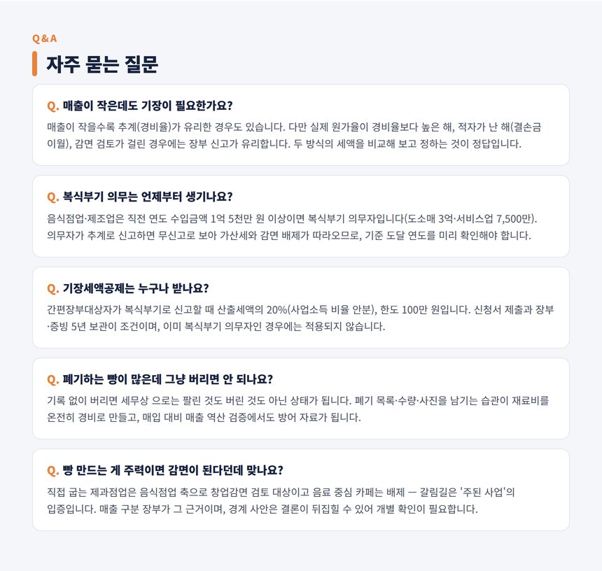 베이커리카페 세무사 자주 묻는 질문