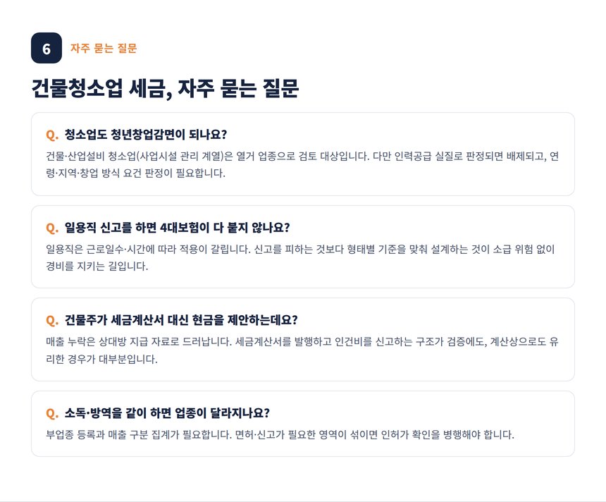 건물청소업 세무사 자주 묻는 질문