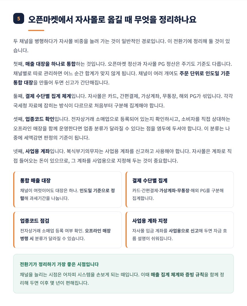 오픈마켓에서 자사몰로 전환할 때 정리할 네 가지