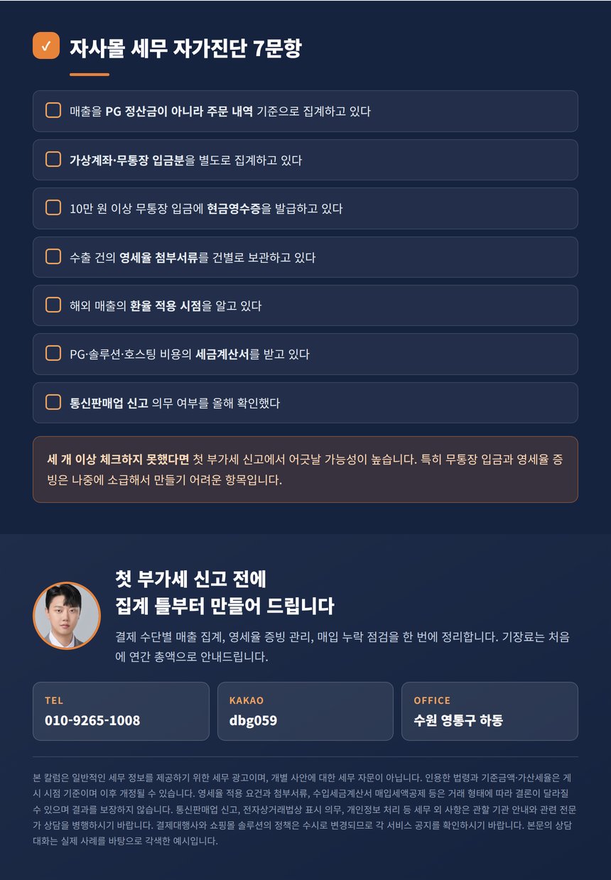 자사몰 세무 자가진단 7문항과 상담 안내