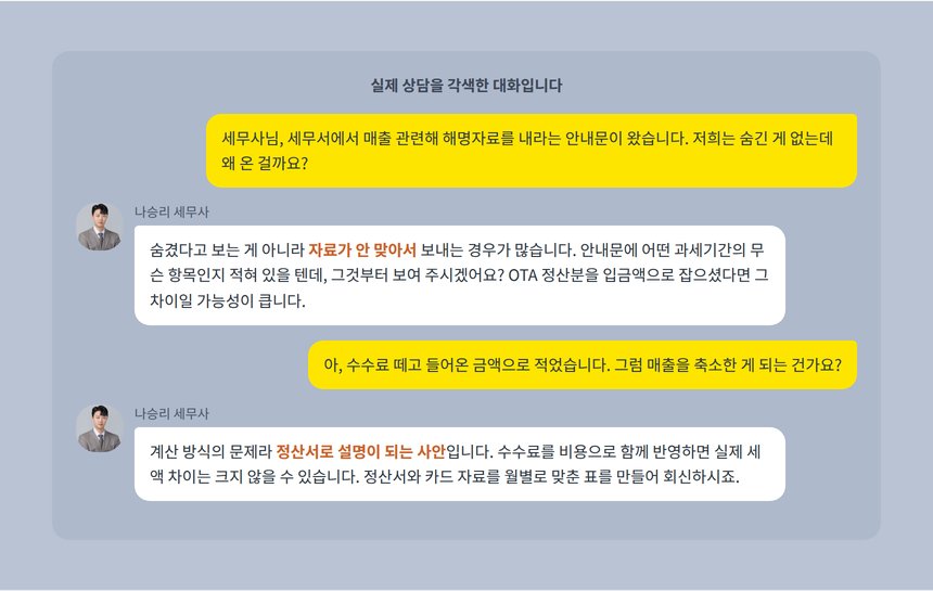 호텔 해명자료 상담 카카오톡 각색 사례