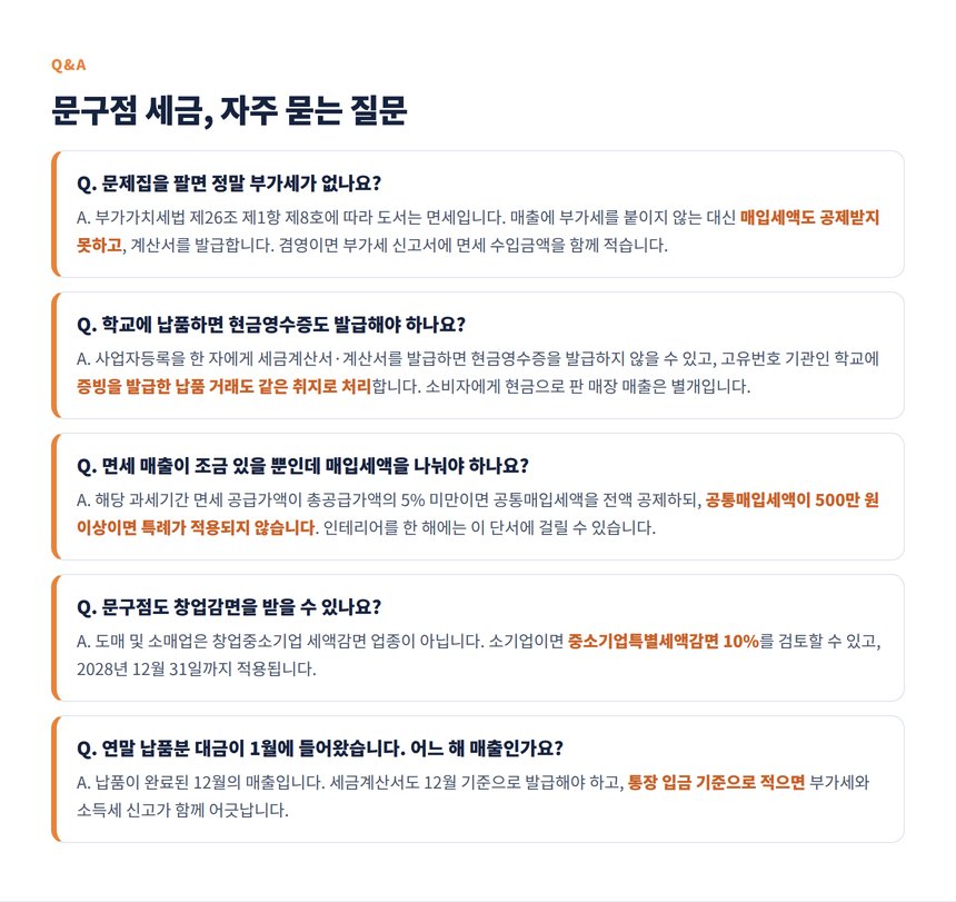 문구점 세금 자주 묻는 질문 다섯 가지