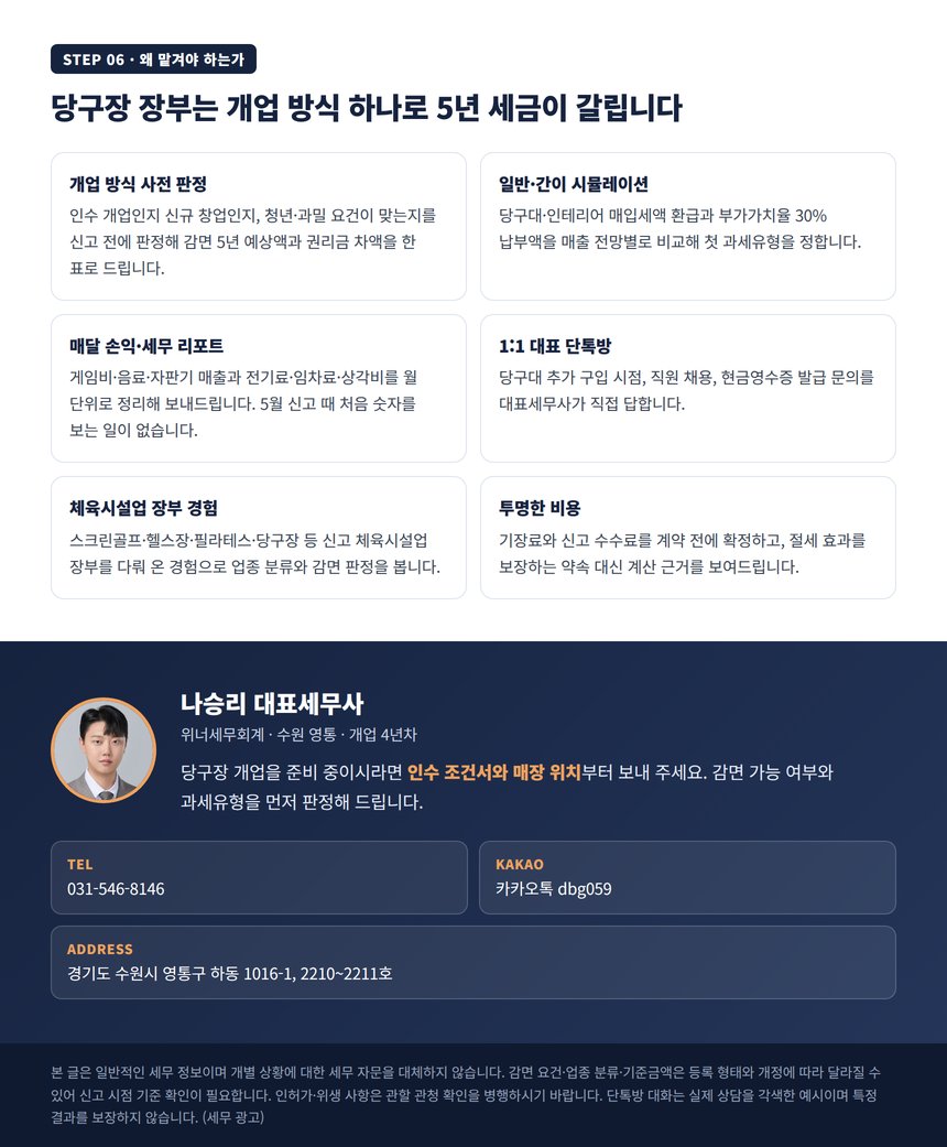 당구장 장부를 맡길 때 확인할 것과 대표세무사 상담 안내