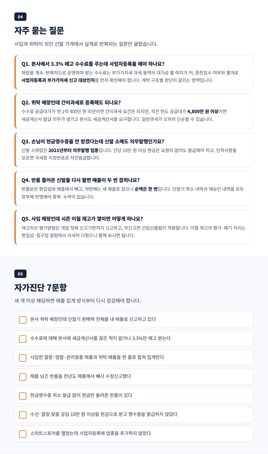신발 가게 세무사에게 자주 묻는 질문 다섯 가지와 자가진단 일곱 문항